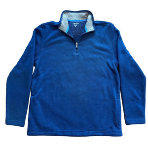 Men's IZOD Fleece Quarter Zip Pullover, Size M, Dark Blue with Gray Contrast